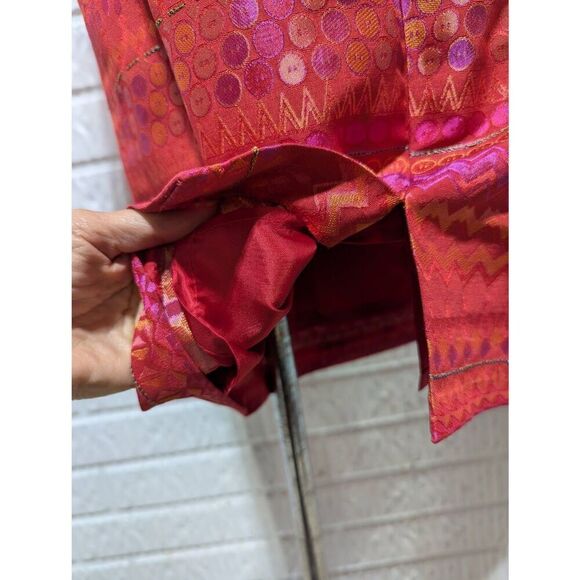 George Simonton Women's Hot Pink Orange Geometric Pattern Rhinestone Buttons Ski - Picture 6 of 13